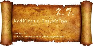 Kránitz Tatjána névjegykártya